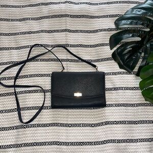 Kate Spade - Black Fold - Over Leather Crossbody Mini Bag